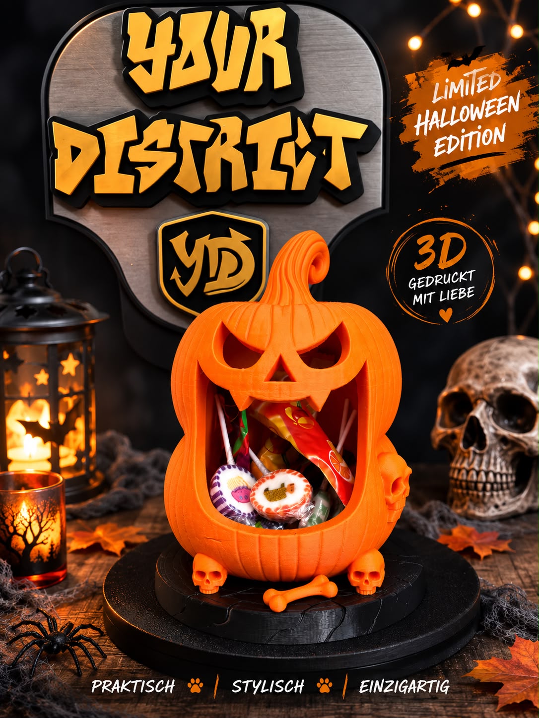 Kürbismonster Deko für Halloween Design by Romanian CC 4.0